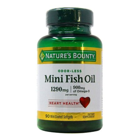 Nature's Bounty Odor-Less Premium Strength Mini Óleo de Peixe - 1,290 mg - 90 Coated Cápsulas em Gel