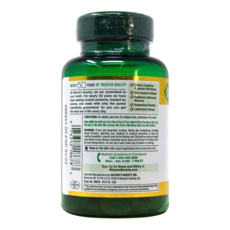 Nature's Bounty Odor-Less Premium Strength Mini Óleo de Peixe - 1,290 mg - 90 Coated Cápsulas em Gel - Image 3