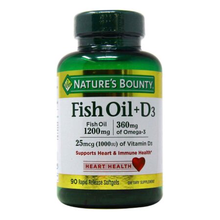 Nature's Bounty, Óleo de Peixe + D3 1,200 mg - 90 Cápsulas em Gel