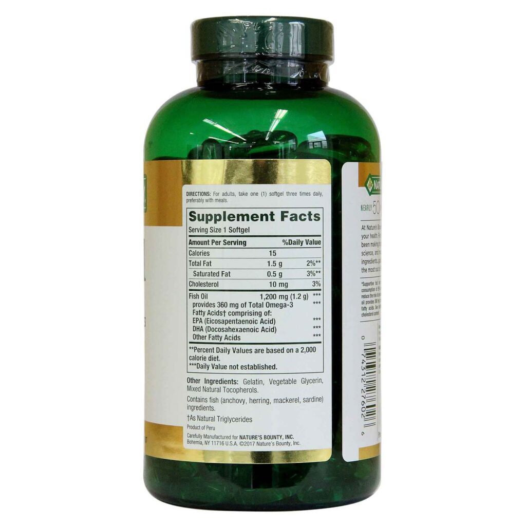 Nature's Bounty Óleo de Peixe 1200mg - 320 Cápsulas Gel: Pureza e Saúde Cardiovascular - Imagem 2