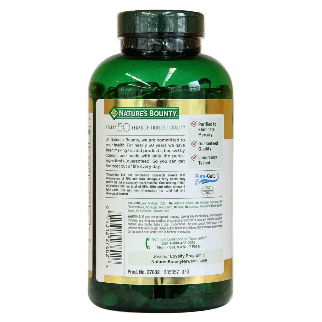 Nature's Bounty Óleo de Peixe 1200mg - 320 Cápsulas Gel: Pureza e Saúde Cardiovascular - Imagem 3