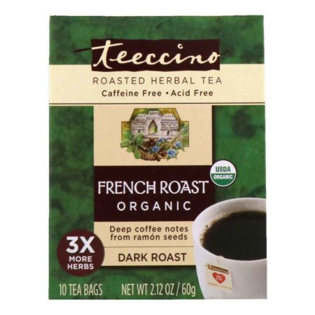 Teeccino, Chá de Ervas Francesas Torradas - Dark Roast - 10 Saquinhos de Chá