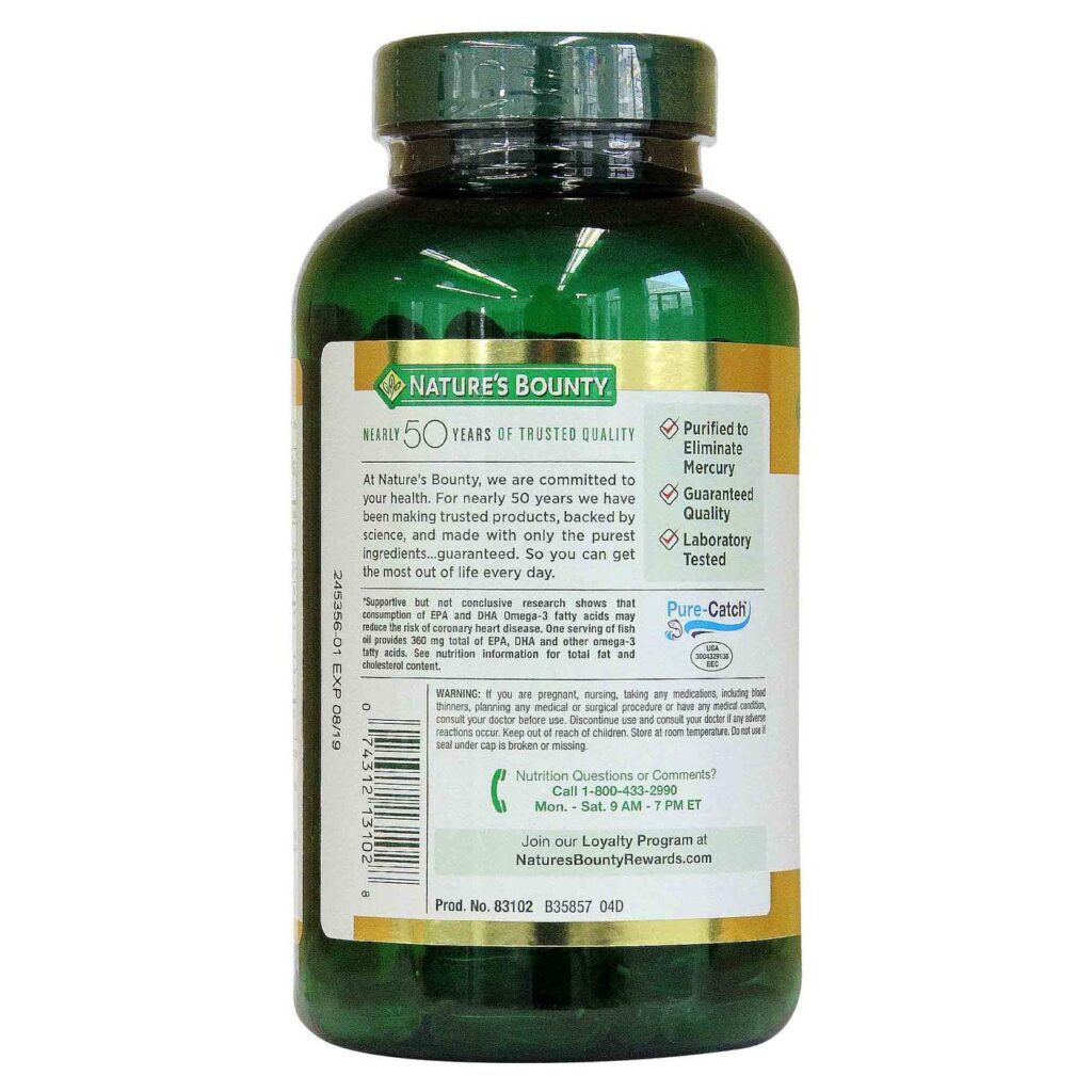 Nature's Bounty Óleo de Peixe 1200 mg - 200 Cápsulas Gel: Pureza e Saúde Cardiovascular - Imagem 2