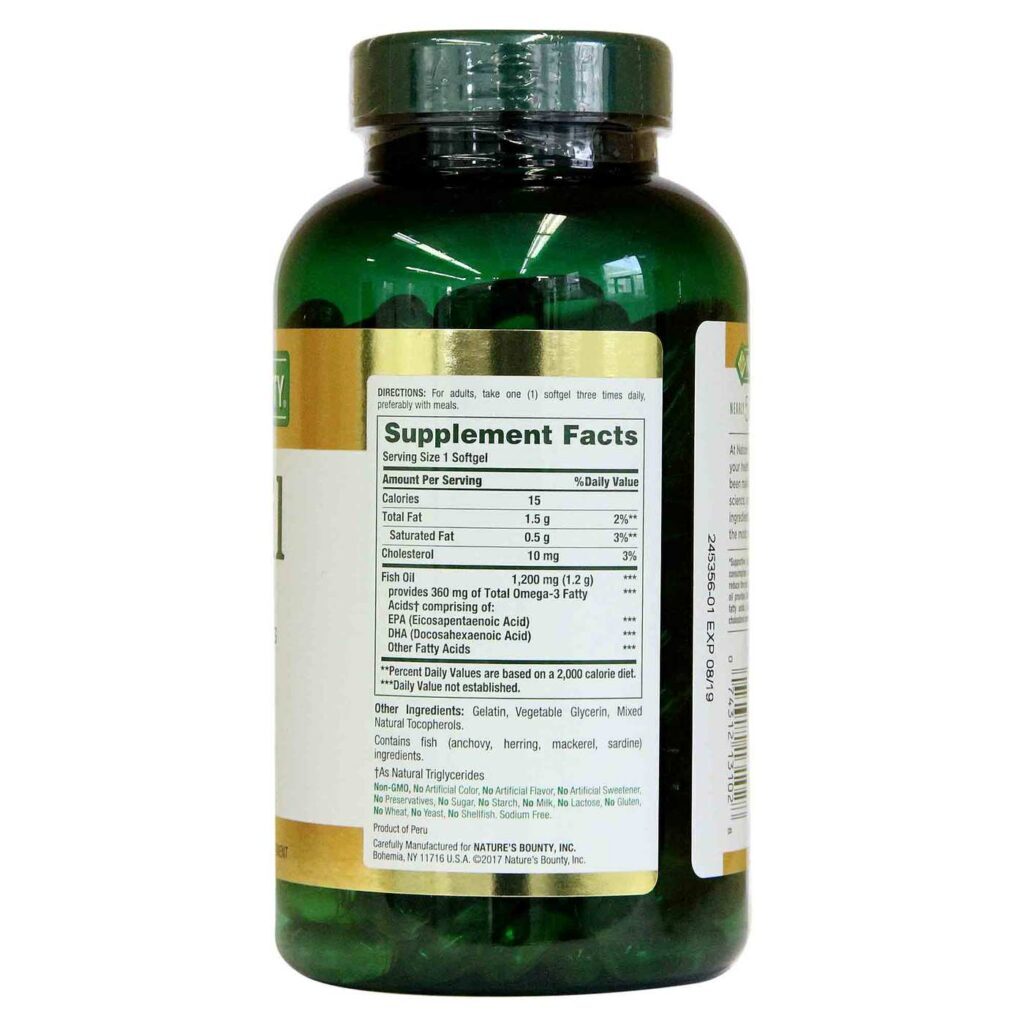 Nature's Bounty Óleo de Peixe 1200 mg - 200 Cápsulas Gel: Pureza e Saúde Cardiovascular - Imagem 3