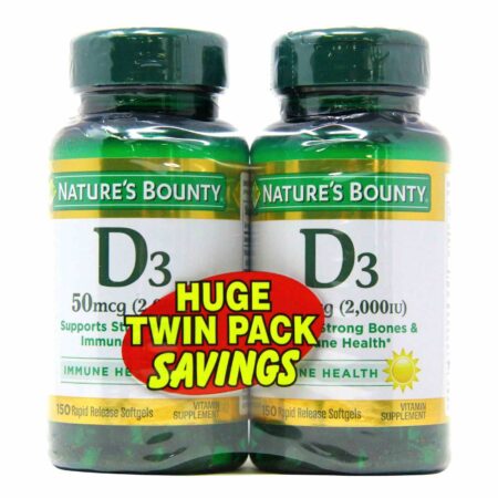 Nature's Bounty, Vitamina D3‑2000 Super Forte, Embalagem Dupla - 150 Cápsulas em Gel