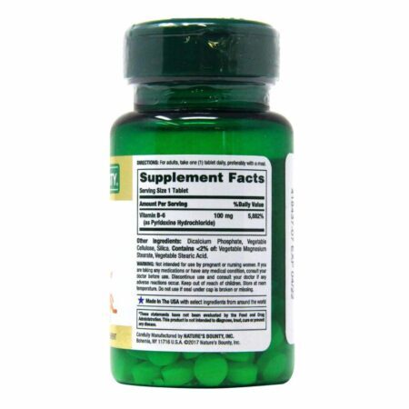 Nature's Bounty Vitamina B-6 100 mg - 100 Tabletes: Essencial para o Metabolismo Energético e Nervoso - Imagem 2