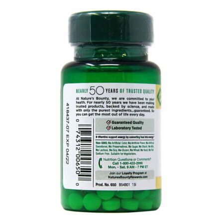 Nature's Bounty Vitamina B-6 100 mg - 100 Tabletes: Essencial para o Metabolismo Energético e Nervoso - Imagem 3