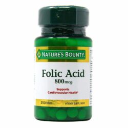 Nature's Bounty Ácido Fólico 800 mcg - 250 Comprimidos: Essencial para Saúde Celular e Gestacional