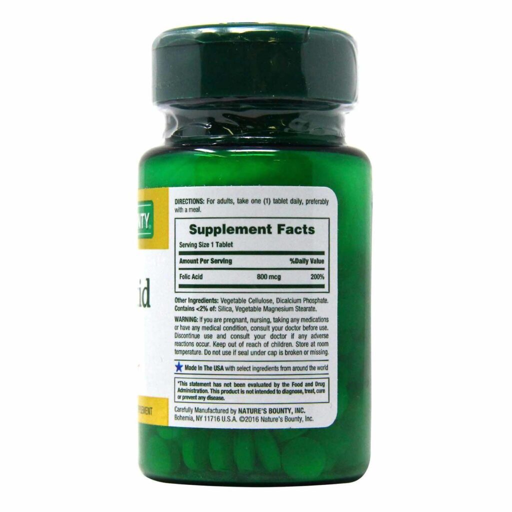 Nature's Bounty Ácido Fólico 800 mcg - 250 Comprimidos: Essencial para Saúde Celular e Gestacional - Imagem 2