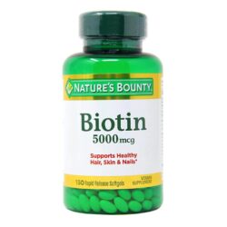 Biotina Nature's Bounty Super Potency 5000 mcg - 150 Cápsulas em Gel para Cabelos, Pele e Unhas