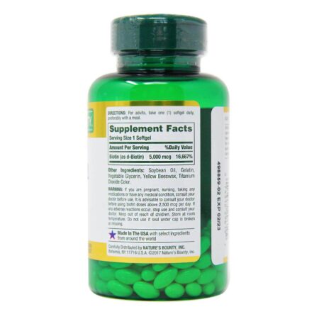 Nature's Bounty Super Potency Biotina - 5,000 mcg - 150 Cápsulas em Gel - Image 3