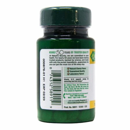 Nature's Bounty, Vitamina B-12 - 2,500 mcg - 75 Tabletes de de dissolução rápida - Image 3