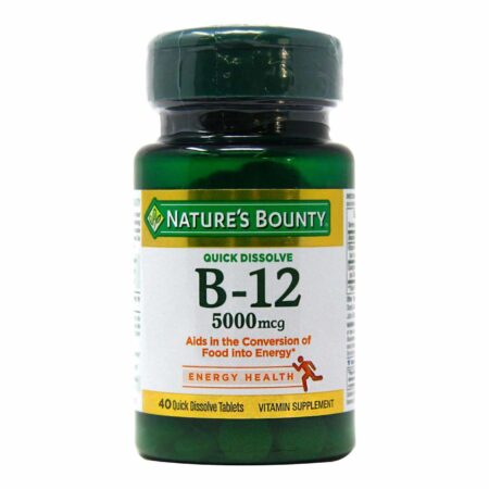 Nature's Bounty, Vitamina B-12 5,000 mcg - 40 Tabletes Dissolução Rápido