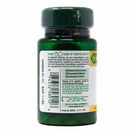 Nature's Bounty, Vitamina B-12 5,000 mcg - 40 Tabletes Dissolução Rápido - Image 3