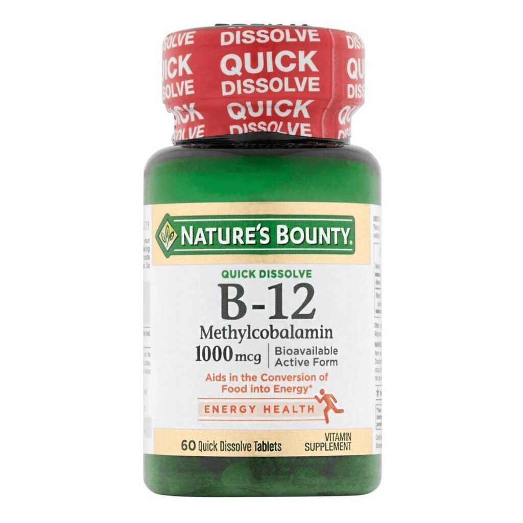 Nature's Bounty Vitamina B-12 1,000 mcg - 60 Pastilhas de Dissolução Rápida