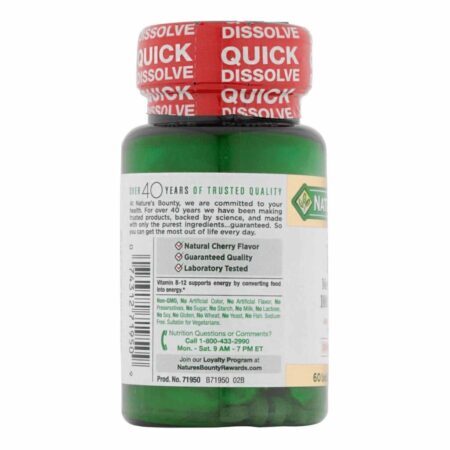 Nature's Bounty Vitamina B-12 1,000 mcg - 60 Pastilhas de Dissolução Rápida - Imagem 2
