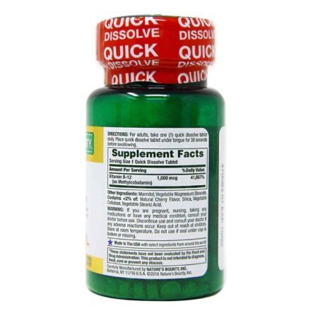 Nature's Bounty Vitamina B-12 1,000 mcg - 60 Pastilhas de Dissolução Rápida - Imagem 3