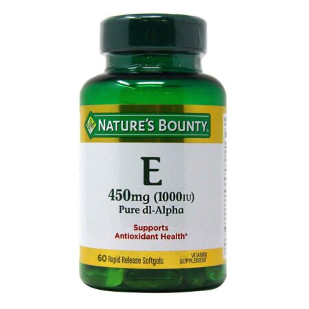 Nature's Bounty, Vitamina E 1000 IU dl-Alpha Puro - 60 Cápsulas em Gel