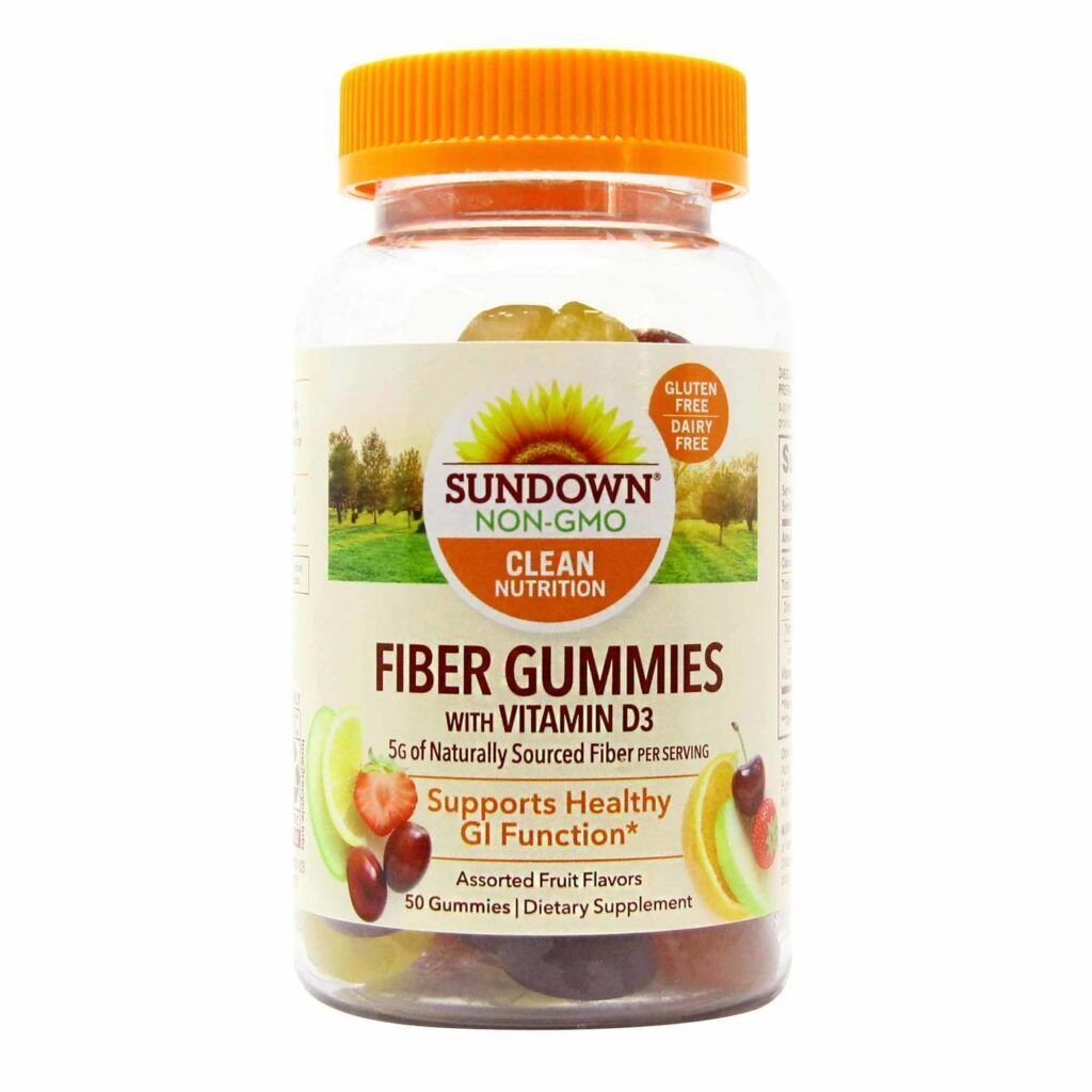 Sundown Naturals Fibra 1.000 UI Gomas - 50 Unidades para Saúde Digestiva
