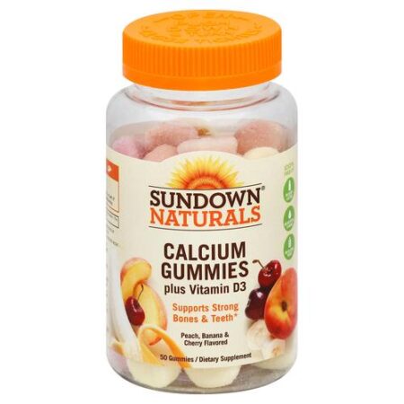 Sundown Naturals, Cálcio 400 mg, Pêssego - 50 Gomas