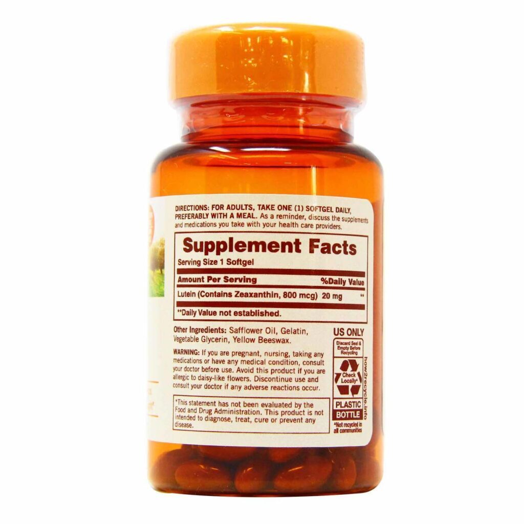 Sundown Naturals Luteína 20 mg - 30 Cápsulas Gel para Saúde Ocular - Imagem 2