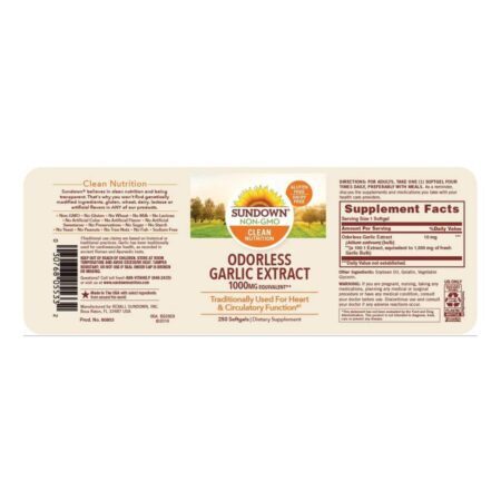 Sundown Extrato de Alho Sem Cheiro 1.000 mg - 250 Cápsulas em Gel: Saúde Imbatível para o Dia a Dia Brasileiro - Imagem 2