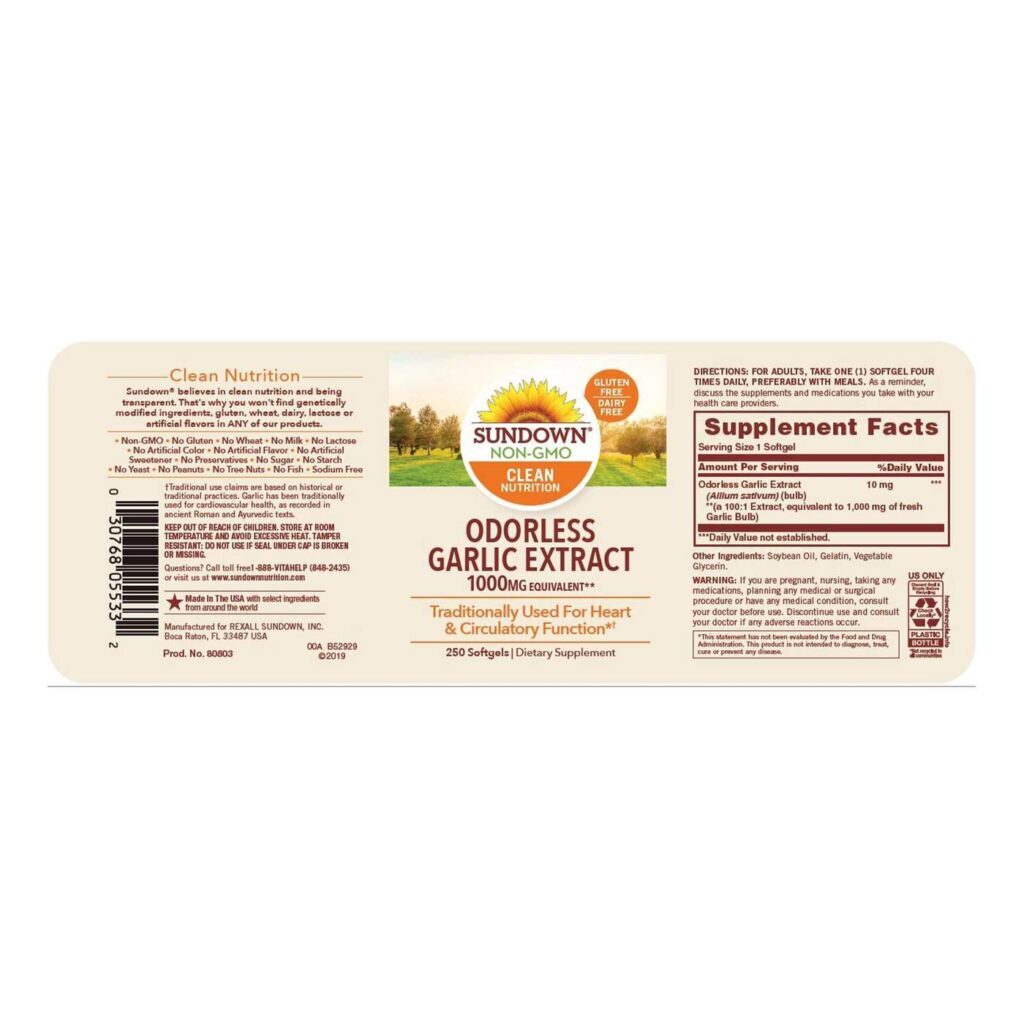Sundown Extrato de Alho Sem Cheiro 1.000 mg - 250 Cápsulas em Gel: Saúde Imbatível para o Dia a Dia Brasileiro - Imagem 2