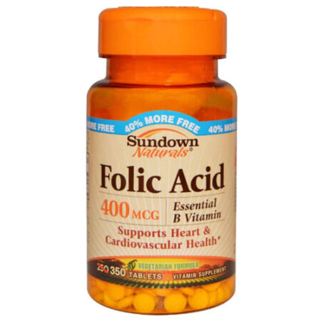 Sundown Naturals, Ácido Fólico - 400 mcg - 350 Tabletes