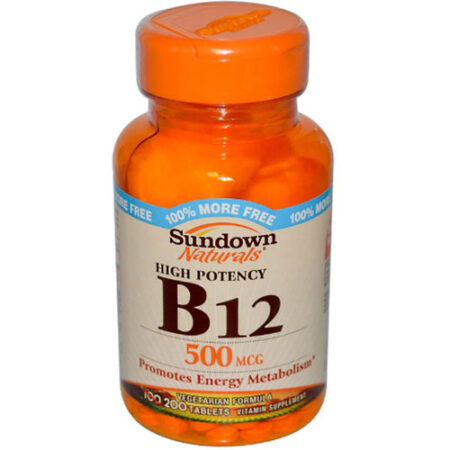 Sundown Naturals, Vitamina B-12 de Alta Portência 500 mcg - 200 Tabletes