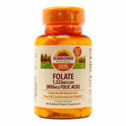 Ácido Fólico Sundown Naturals 800 mcg - 100 Tabletes para Saúde Essencial