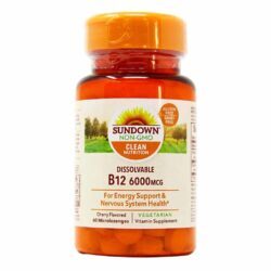 Sundown Naturals B12 Dissolvíveis 6.000 mcg - Energia e Bem-Estar para Brasileiros