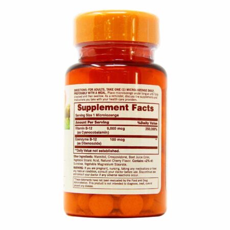 Sundown Naturals, B12 Dissolvíveis - 6,000 mcg - 60 Microlozenges - Image 2