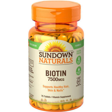 Sundown Naturals, Super Força Biotina - 7,500 mg - 75 Comprimidos