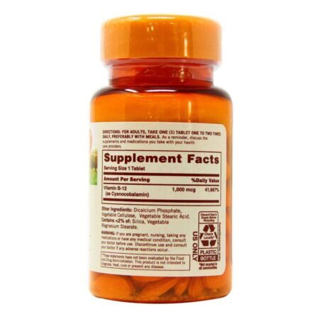 Sundown Naturals Vitamina B12 Alta Potência 1000mcg - 120 Tabletes Essenciais - Imagem 2