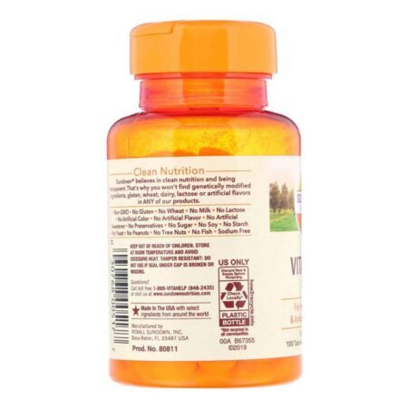 Sundown Naturals Vitamina C Alta Potência - 500 mg - 100 Tabletes para Imunidade e Saúde - Imagem 3