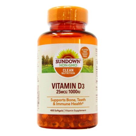 Vitamina D3 - 1,000 IU - 400 Cápsulas em Gel - Sundown Naturals