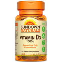 Vitamina D3 Sundown Naturals 1.000 UI - 200 Cápsulas Gel para Imunidade e Ossos Fortes