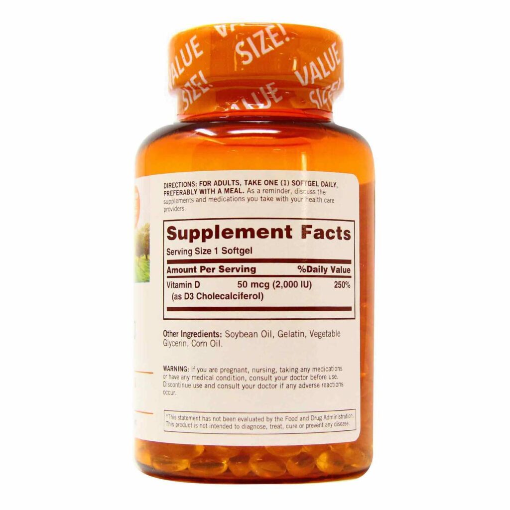 Vitamina D3 2.000 UI Sundown Naturals - 350 Cápsulas Gel: Imunidade e Bem-Estar em Cada Dose - Imagem 2