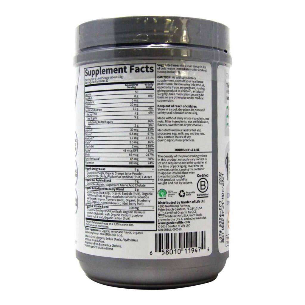 Garden of Life SPORT Recuperação Orgânica 446g: Proteína Vegana para Pós-Treino - Imagem 2