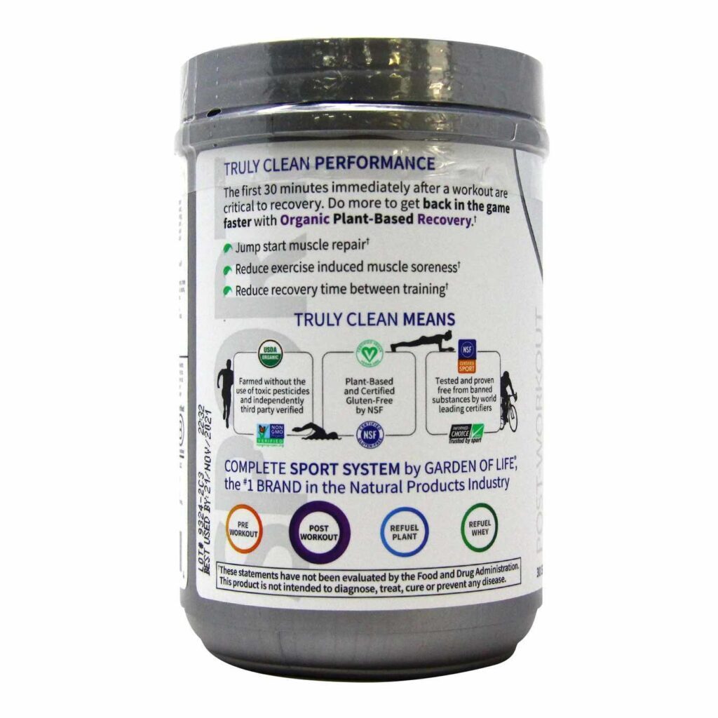Garden of Life SPORT Recuperação Orgânica 446g: Proteína Vegana para Pós-Treino - Imagem 3