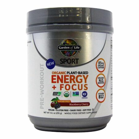 Garden of Life SPORT, Pré-Treino Energia mais Focus Orgânico, Amora e Cereja - 231 g