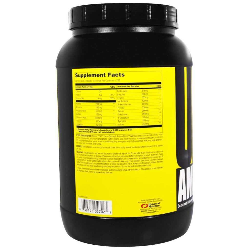 Universal Nutrition Amino 2700™: 700 Tabletes para Recuperação Muscular Sustentada no Brasil - Imagem 2