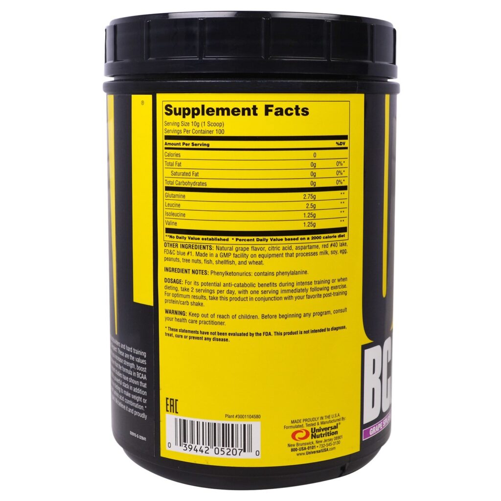 Universal Nutrition BCAA Stack Uva 2.2 lbs: Energia e Recuperação Muscular no Brasil - Imagem 2