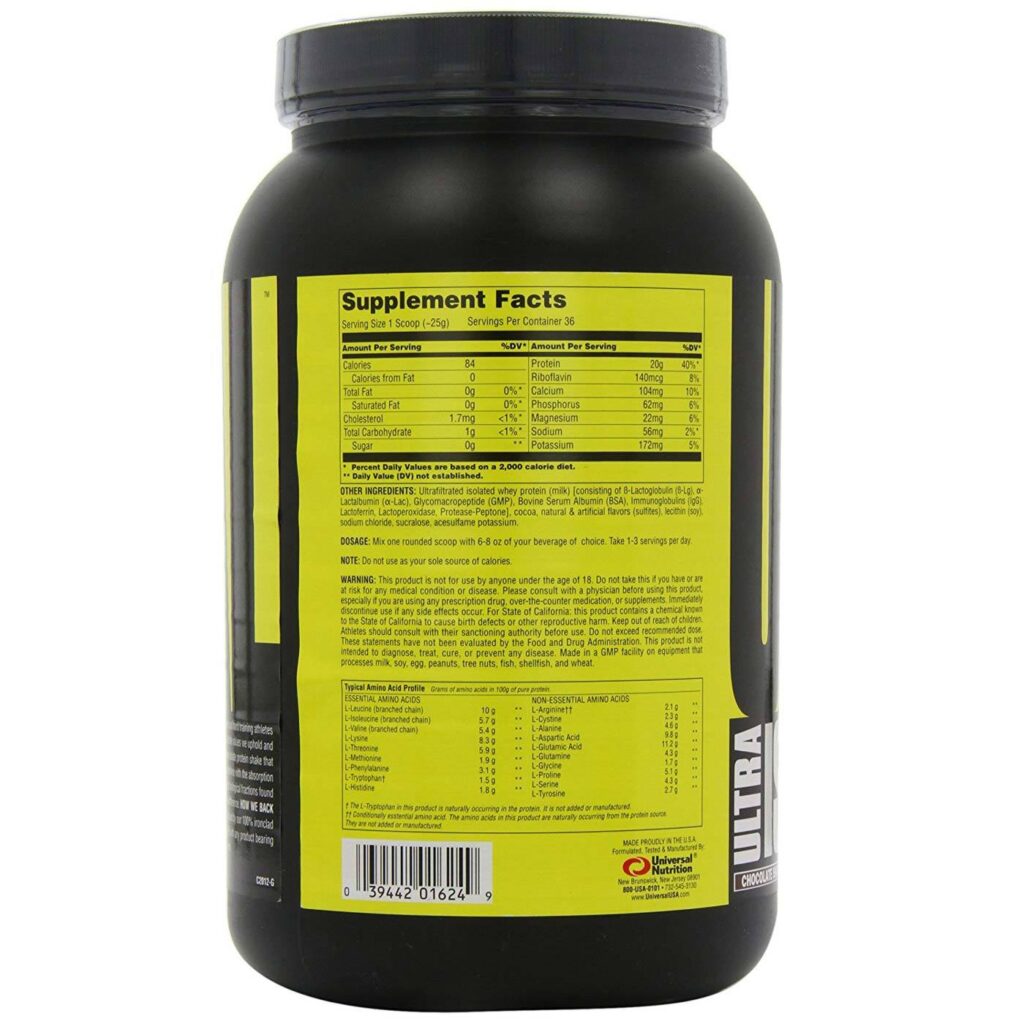 Universal Nutrition Ultra ISO Whey Chocolate - 2 lbs (907g) Isolado - Imagem 2