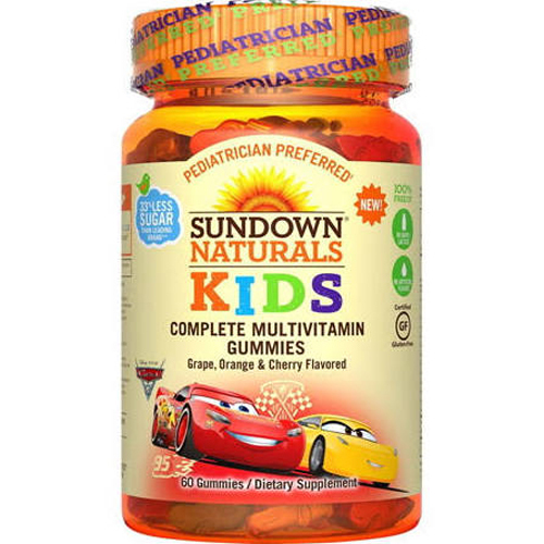 Sundown Naturals Multivitamínico Completo para Crianças - Gomas Sabor Uva, Laranja e Cereja - 60 Unidades