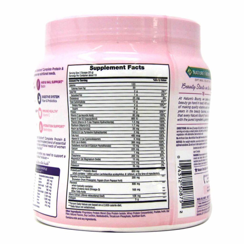 Nature's Bounty Optimal Solutions Mistura Completa de Proteína e Vitamina - 453g - Imagem 3