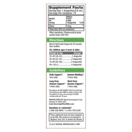 Bio-Active Silver Hydrosol™ Kids Natural Immunogenics Suporte Imunológico Diário - 10 ppm 59 ml - Imagem 2