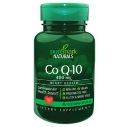 Puremark Naturals CoQ-10 400 mg - 45 Cápsulas Vegetarianas para Energia e Saúde Cardíaca