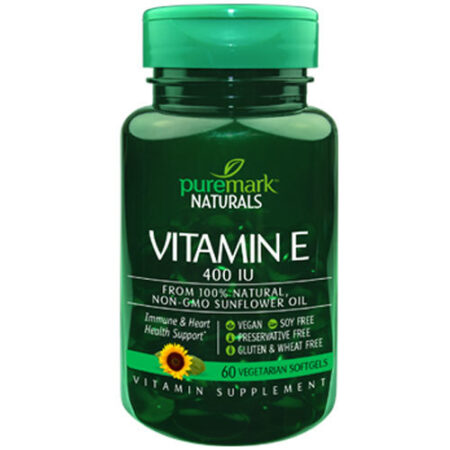 Puremark Naturals, Vitamina E - 400 UI - 60 Cápsulas Vegetarianas em Gel