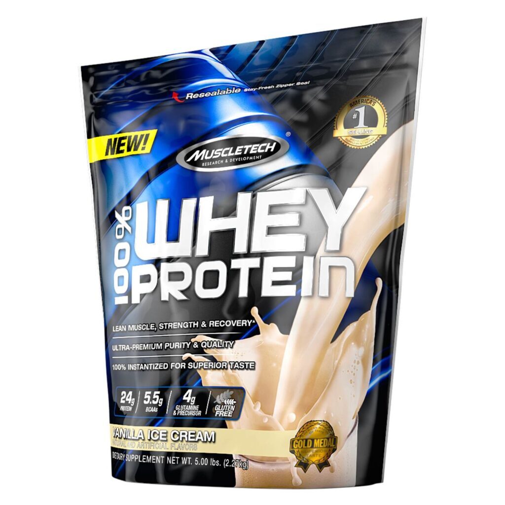 MuscleTech 100% Whey Protein Sorvete de Baunilha 2.27 Kg Ganho Muscular
